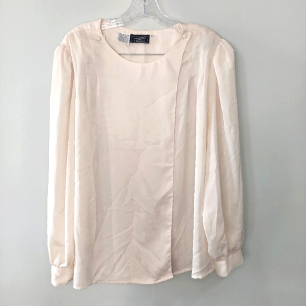 Haberdashery Collection by Personal Vintage blouse Size 16 cream long sleeve